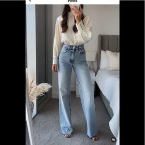 Zara High Rise Light Blue Jeans